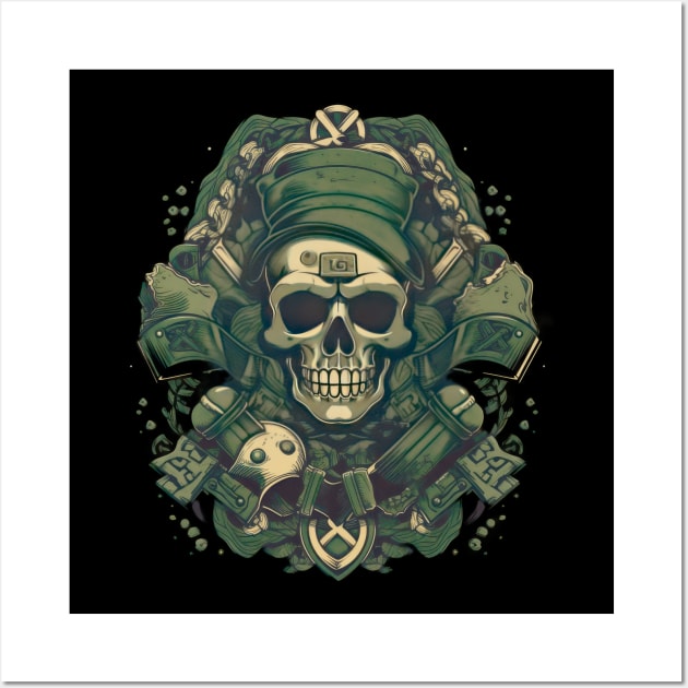 Cartoon dark themed Skull green colour sheme Wall Art by The-Dark-King